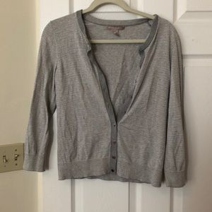 Grey and White Striped Cardigan
